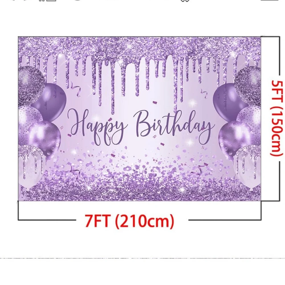 Purple Glitter Birthday Backdrop